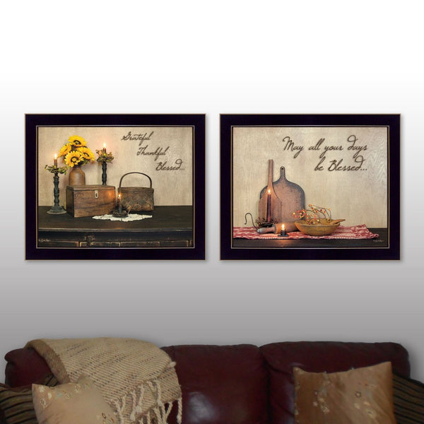 English Elm "twice Blessed" Susan Boyer 2-piece Framed Print Set for Modern Living Rooms B06786993