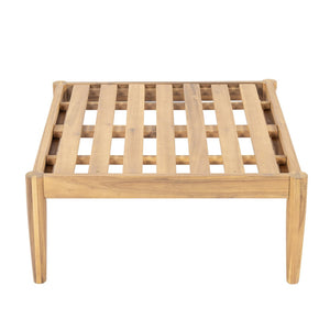 English Elm Terassi Solid Acacia Outdoor Ottoman with Padded Beige Cushion for Patio Seating N775P372830T