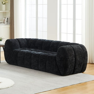 English Elm Chenille Cloud Sofa with Quilted Seat and Piano Backrest for Modern Living Spaces Black W834P442224