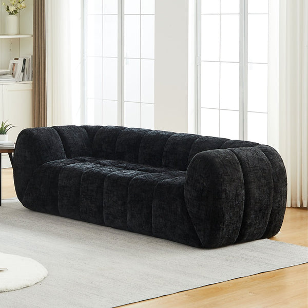 English Elm Chenille Cloud Sofa with Quilted Seat and Piano Backrest for Modern Living Spaces Black W834P442224