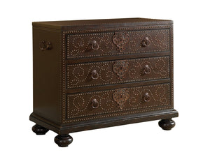 Lexington Tommy Bahama Home Tortola Chest - Exquisite Leather Design With Hammered Copper Accents And Decorative Nailhead Trim Cassis  621-972