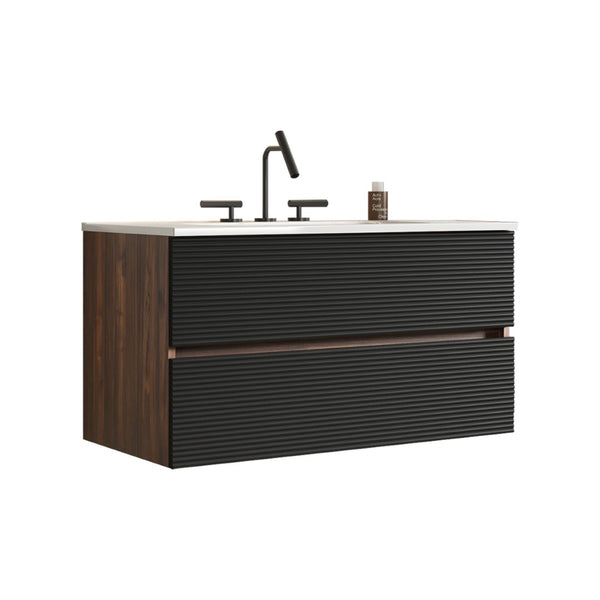 English Elm Galan Freestanding Bathroom Vanity Quartz Basin Fluted Wood Cabinet Modern Bath W1865S00200