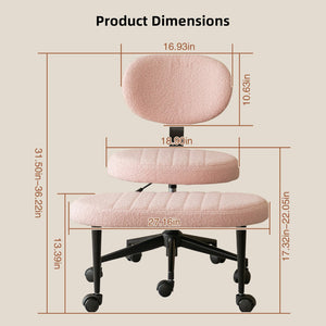 English Elm Ergonomic Cross Legged Office Chair with Lumbar Support Swivel Base and Rolling Casters Pink W3394P419036