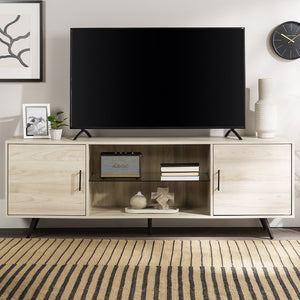 English Elm Walker Edison - Mid-Century 70" TV Stand for 80" TVs — Birch MDF Console with Glass Shelf, Soft-Close Doors, Cable Management B185P169366