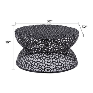 English Elm T3704-35 Round Aluminum Lattice Coffee Table with Sculptural Cutout Design for Modern Lofts Black B009P417515