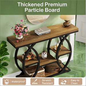 English Elm Hall Console Table Faux Marble Top Gold Geometric Base Modern Entryway Accent T3971P452414