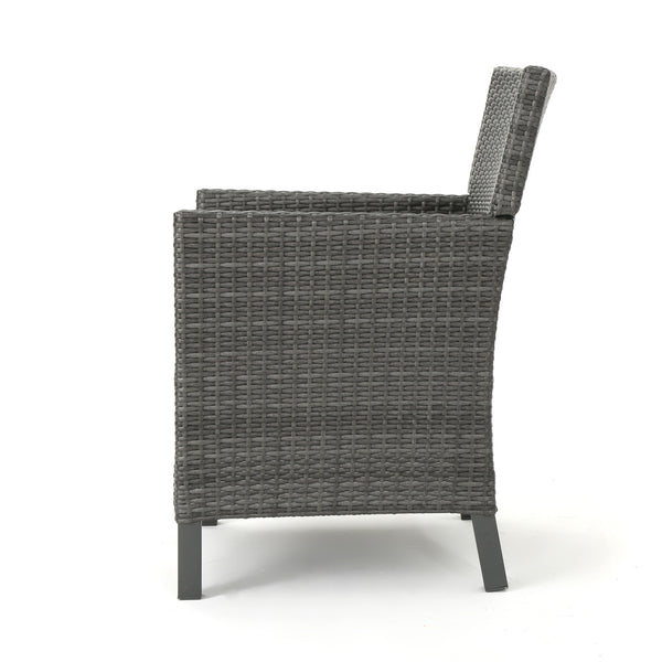 English Elm Christopher Knight Home® - CYPRESS Wicker Outdoor Dining Chair with Water-Resistant Cushion, Durable Weatherproof Patio Seating Grey 32.5 L x 23.3 W x 14 H 61562.00GRY