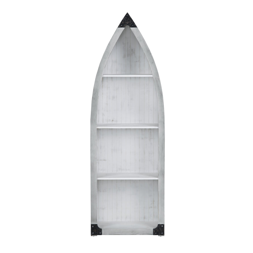 Crestview Collection Coastal Bookcases: Stylish Distressed Etagere With Rustic Charm For Your Living Room Display Needs White Solid Wood Cvfzr6207