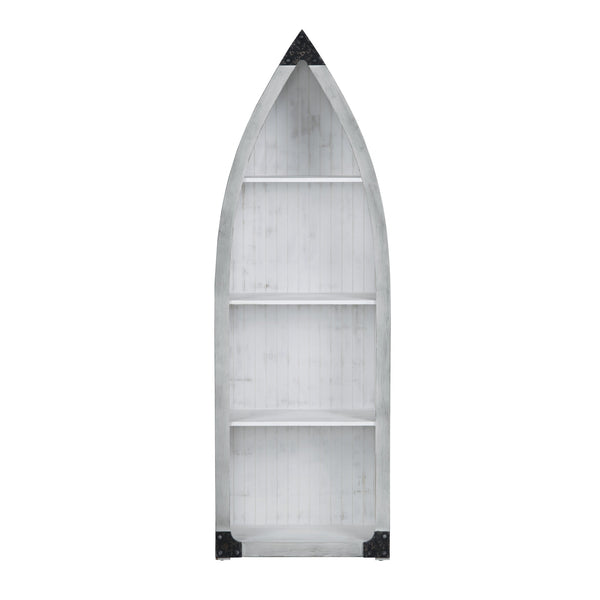 Crestview Collection Coastal Bookcases: Stylish Distressed Etagere With Rustic Charm For Your Living Room Display Needs White Solid Wood Cvfzr6207