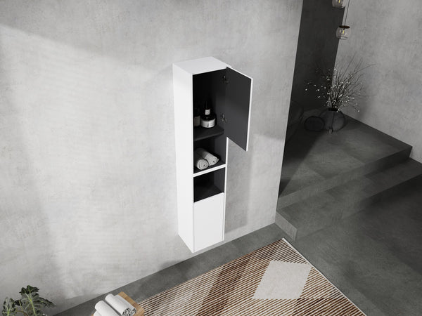 English Elm 12" Bathroom Side Cabinet - Wall-Mounted, Soft-Close Doors, Space-Saving Design For Modern Storage Solutions W999S00280