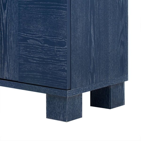 English Elm Trexm Ash Veneer Buffet with Gold Handles and Adjustable Shelves for Dining Spaces Antique Navy N715P392244M