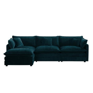 English Elm Free Modular Chenille Sectional Sofa with Reversible Ottoman for Living Rooms W714S00602