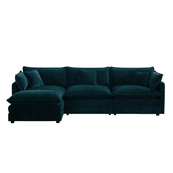 English Elm Free Modular Chenille Sectional Sofa with Reversible Ottoman for Living Rooms W714S00602