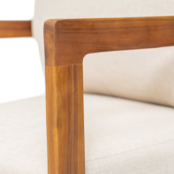 English Elm Christopher Knight Home® - Tanah 360° Outdoor Swivel Lounge Chair in Teak Finish with Plush Beige Cushions — Stylish Patio Comfort N775P361825T