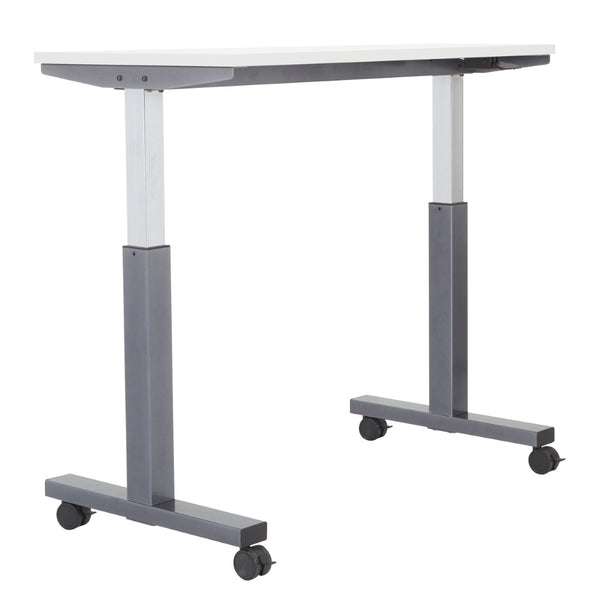 OSP Home Furnishings Ht Pneumatic Height Adjustable Standing Desk with Steel Frame and Locking Casters Gry 48X24 PHAT2448G7