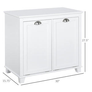 English Elm HOMCOM Tilt-Out Laundry Sorter Cabinet with Dual Hampers & Shelves, Water-Resistant MDF, 30" W W2225P173990
