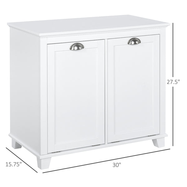 English Elm HOMCOM Tilt-Out Laundry Sorter Cabinet with Dual Hampers & Shelves, Water-Resistant MDF, 30" W W2225P173990