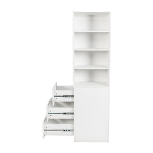 English Elm 70.87" H Modern Wooden Tall Storage Cabinet - 4-Tier Display Shelf & 3 Drawers For Stylish Organization W331P281205