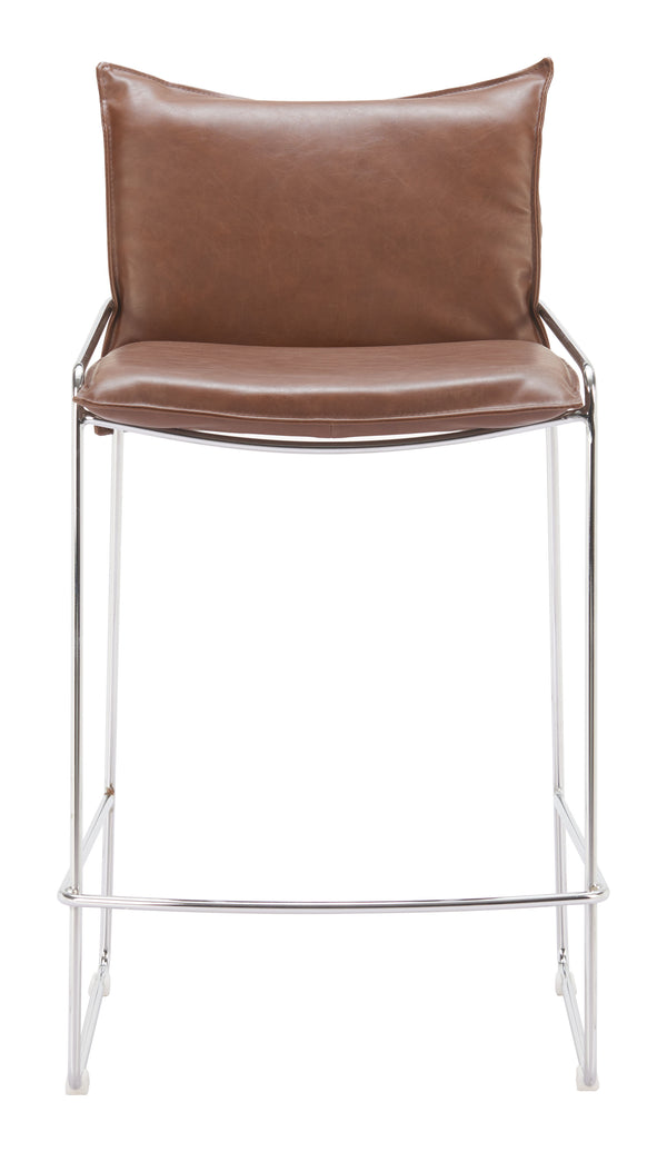 Zuo Modern Pola Counter Stool - Modern Design With High-quality Poly Linen And Chromed Steel For Stylish Seating Brown 100% Polyurethane,Plywood,Steel 110873-zuo-modern