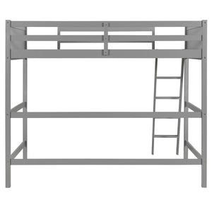 English Elm Loft Bed with Built-in Slide Solid Pine Twin Frame for Kids Bedroom Play Gray N708P360090E