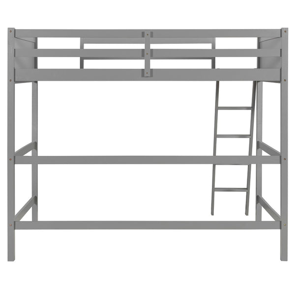 English Elm Loft Bed with Built-in Slide Solid Pine Twin Frame for Kids Bedroom Play Gray N708P360090E