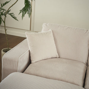 English Elm Modern U Shaped 6-Seat Sectional Sofa with Ottoman and 3 Toss Pillows, Corduroy Modular Comfort and Durable Frame White W2363S00039