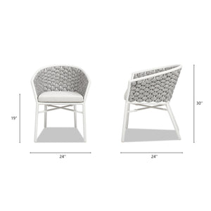 English Elm Jennifer Taylor Home - Rowan Optic White 24" Rope Barrel Back Patio Chairs Set of 2 with Reversible Cushion, Weatherproof Acrylic and Powder-Coated Aluminum Finish B2719P245966