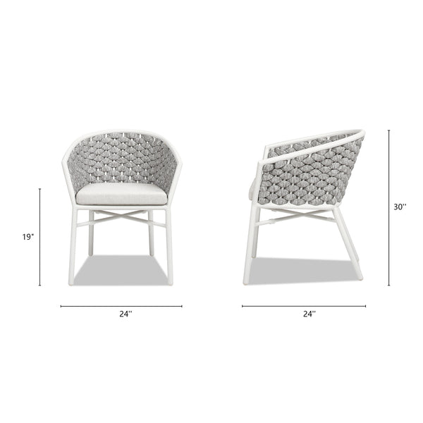 English Elm Jennifer Taylor Home - Rowan Optic White 24" Rope Barrel Back Patio Chairs Set of 2 with Reversible Cushion, Weatherproof Acrylic and Powder-Coated Aluminum Finish B2719P245966