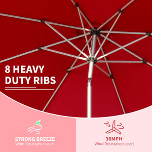 English Elm 9FT Patio Umbrella with Crank & Tilt, 180G UV‑Resistant Waterproof Canopy, Wind‑Vent, 8 Ribs Brick red W1859P195946