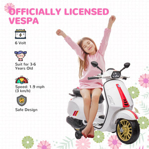English Elm Qaba Vespa Licensed Retro Ride on Electric Motorbike for Toddlers with Fm Radio White W2225P229330