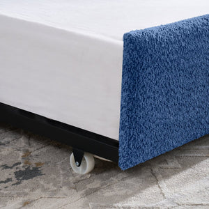 English Elm Full Size Boucle Daybed with Pop up Trundle Tufted Upholstered Sofa Sleeping Blue W1413S00176