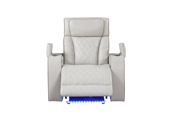 English Elm Fortuner Modern Upholstery Recliner Chair With Massage, Led Lights & Usb Ports - Beige Comfort G150109105