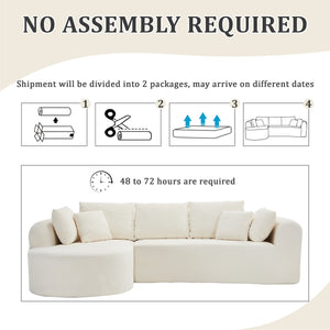 English Elm 109 Cloud Sectional Couch with L-Shape Chaise, Chenille Modular Sofa Bed, Memory Foam Comfort and Easy Setup White W1249S00003