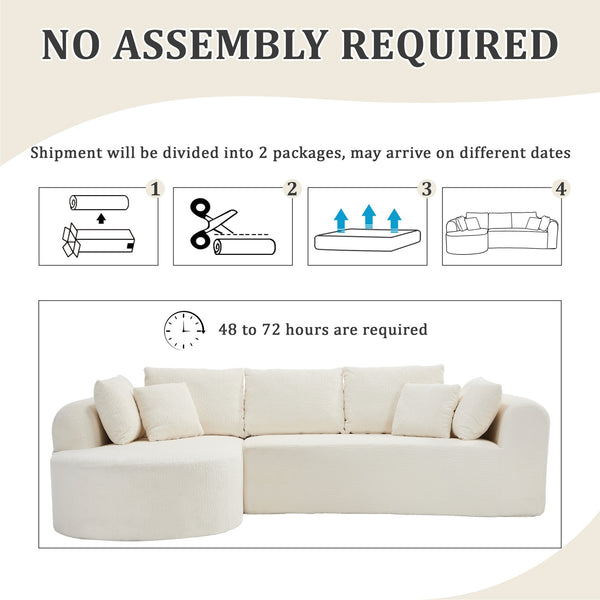 English Elm 109 Cloud Sectional Couch with L-Shape Chaise, Chenille Modular Sofa Bed, Memory Foam Comfort and Easy Setup White W1249S00003