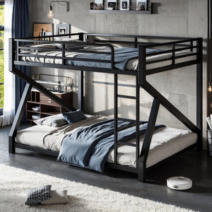 English Elm Twin Xl Over Queen Metal Bunk Bed Low Profile Steel Frame for Guest Rooms W5305S00034