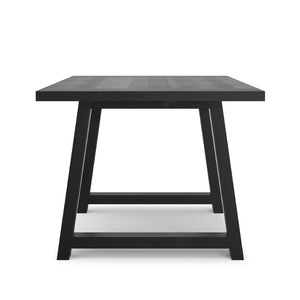 English Elm Whitley Solid Mango Wood Farmhouse Dining Table Trestle Base Seats Six Black B136P420749