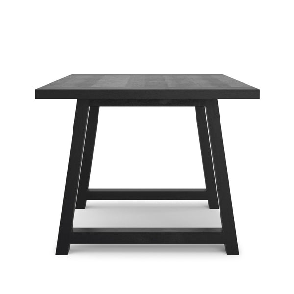 English Elm Whitley Solid Mango Wood Farmhouse Dining Table Trestle Base Seats Six Black B136P420749