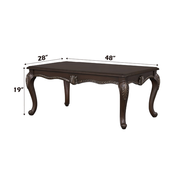 English Elm Pierce Elegant Cherry Finish End Table with 25mm Thick Top, Floral Trim, Tufted Accents, Durable Build Cherry 52 L x 31 W x 8 H B2726P266120