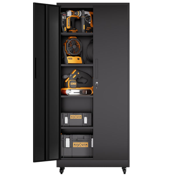 English Elm Metal Lockable Steel Cabinet Two Adjustable Shelves Garage Office Utility Storage T2398P442668