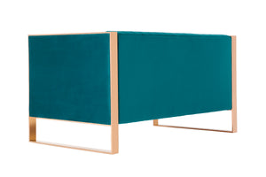 English Elm Trillium Velvet Loveseat with Gold Stainless Steel Frame, Vertical Stitching & High-Density Foam Upholstery Teal B365P398093