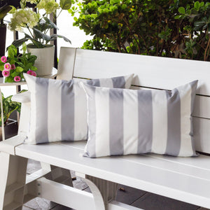 English Elm Horizon Stripe Pillow 14" X 20" - Stylish Weather-Resistant Accent For Indoor & Outdoor Comfort B357P367232