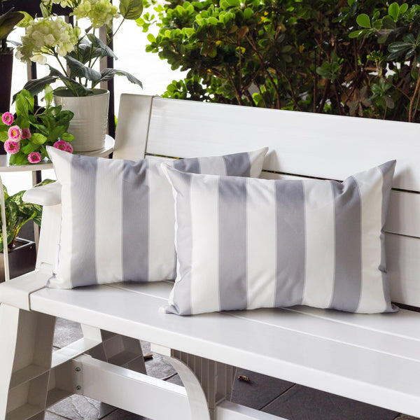 English Elm Horizon Stripe Pillow 14" X 20" - Stylish Weather-Resistant Accent For Indoor & Outdoor Comfort B357P367232