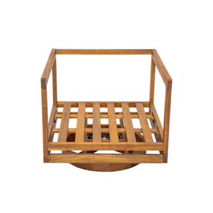 English Elm Christopher Knight Home® - Tanah 360° Outdoor Swivel Lounge Chair in Teak Finish with Plush Beige Cushions — Stylish Patio Comfort N775P361825T