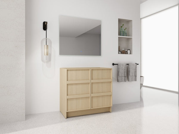 English Elm 36" Freestanding Bathroom Vanity Plywood Base Soft-close Doors Dune Oak Finish W999P392894