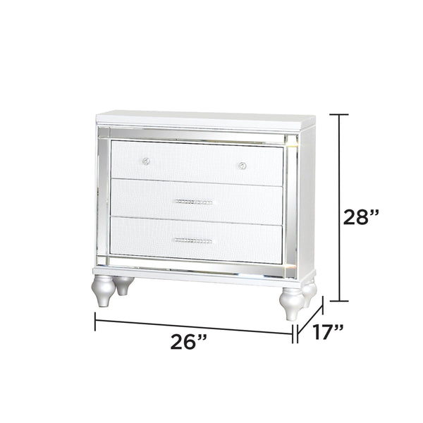 English Elm STERLING Glamour Elegance 4PC King Bedroom Set in White with LED Headboard, Mirror & Gold Accents 808857764690