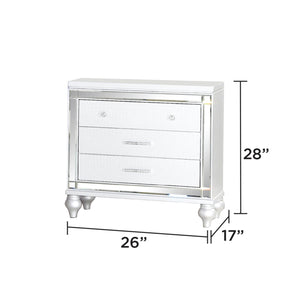 English Elm STERLING Glamour Elegance 5PC King Bedroom Set White with LED Headboard, Mirror Accents, Gold Trim B009S02001