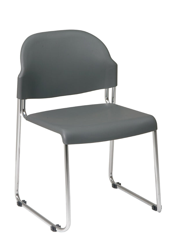 OSP Home Furnishings Stack Chair with Molded Plastic Seat Chrome Steel Frame Stackable Office Seating STC3030-2