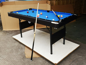 English Elm Pool Billiard Table Foldable Steel Frame Velvet Cloth Surface Home Game Room Black+Blue W1936P334778