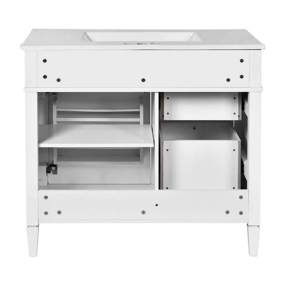 English Elm 36'' Modern Bathroom Vanity With Ceramic Sink, Soft-Close Drawers, Ample Storage & Elegant Design N710P230246K