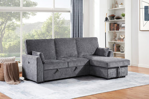 English Elm Emilia Sleeper Sectional Sofa with Storage Chaise and Built-in Usb Charging Ports B2749S00160